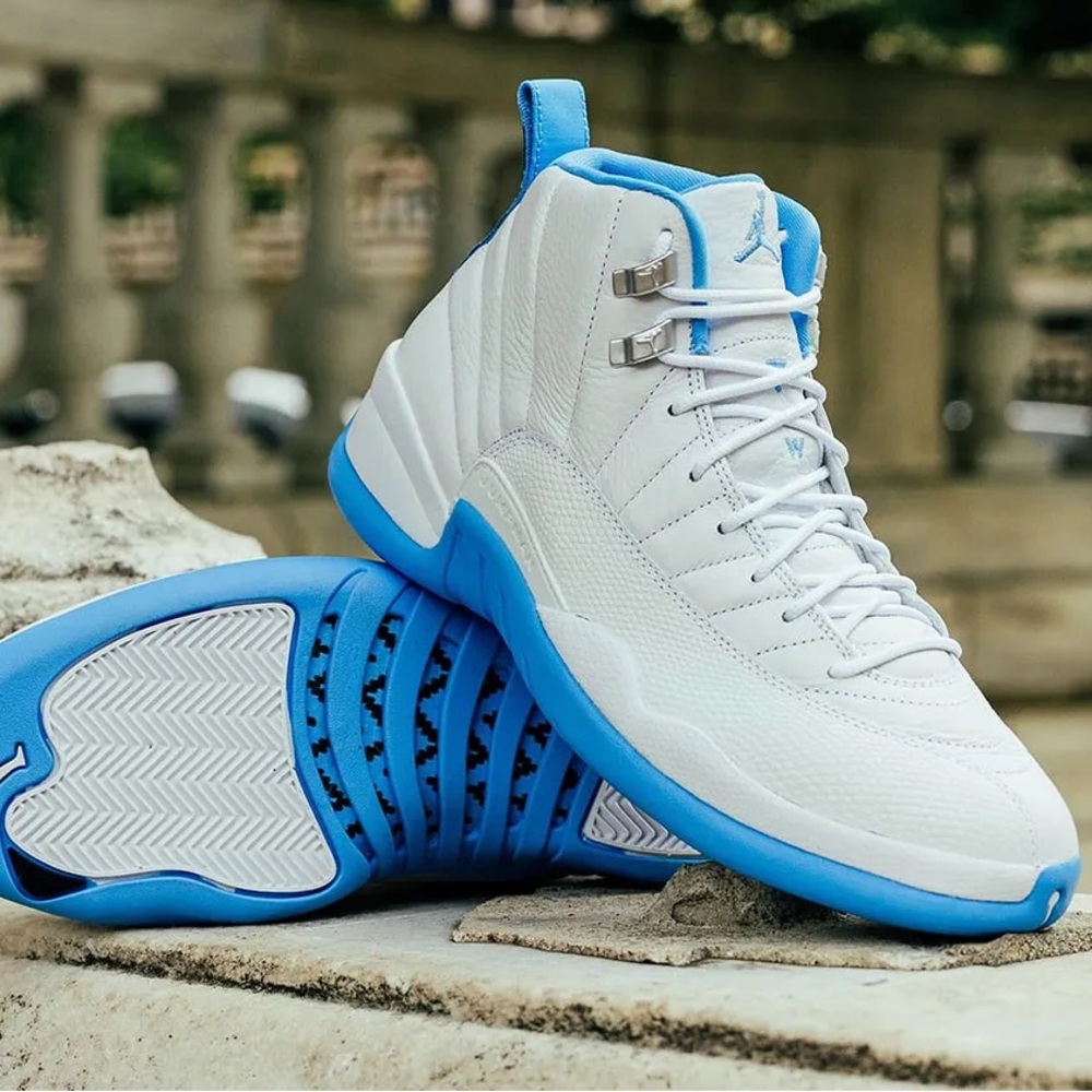 Jordan Men's White and Sky Blue High-Top Sneakers